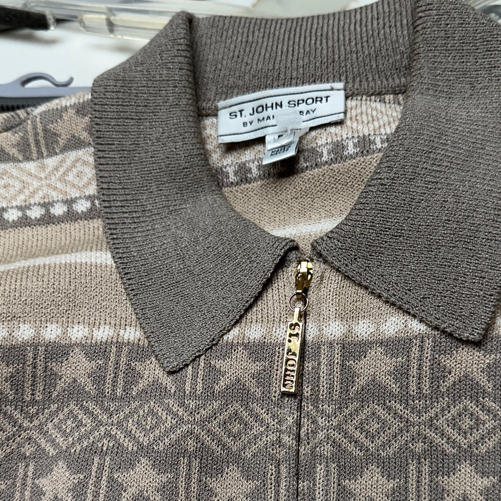 St. John Sport Brown Zip-Up Sweater